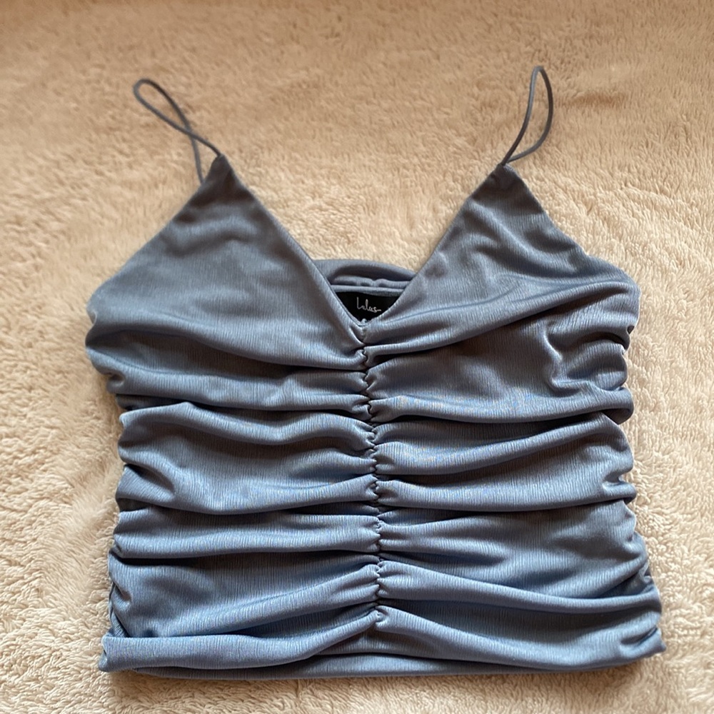 Lulu's Light Blue Ruched Top - Picture 2 of 2